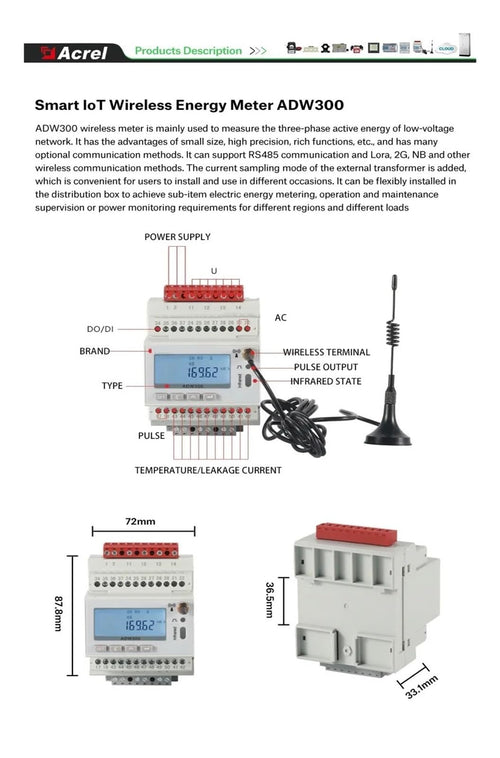 ADW300 Three Phase Energy Meter(ADW300 with WiFi)