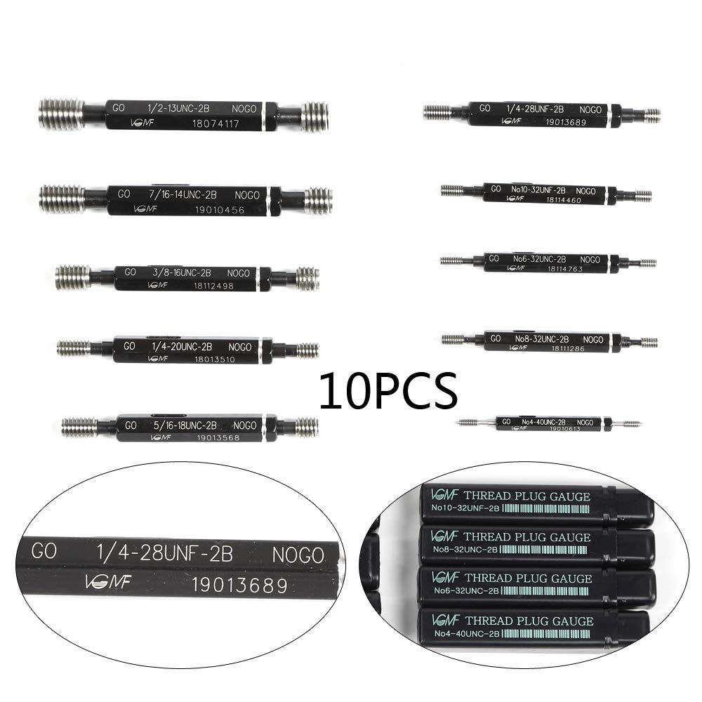 Thread Plug Gauge 10Pcs High Accuracy Double End Through Stop Measurement Hand Tool for Hardware Tool Thread Diameter Measurement Thread Detection Tool