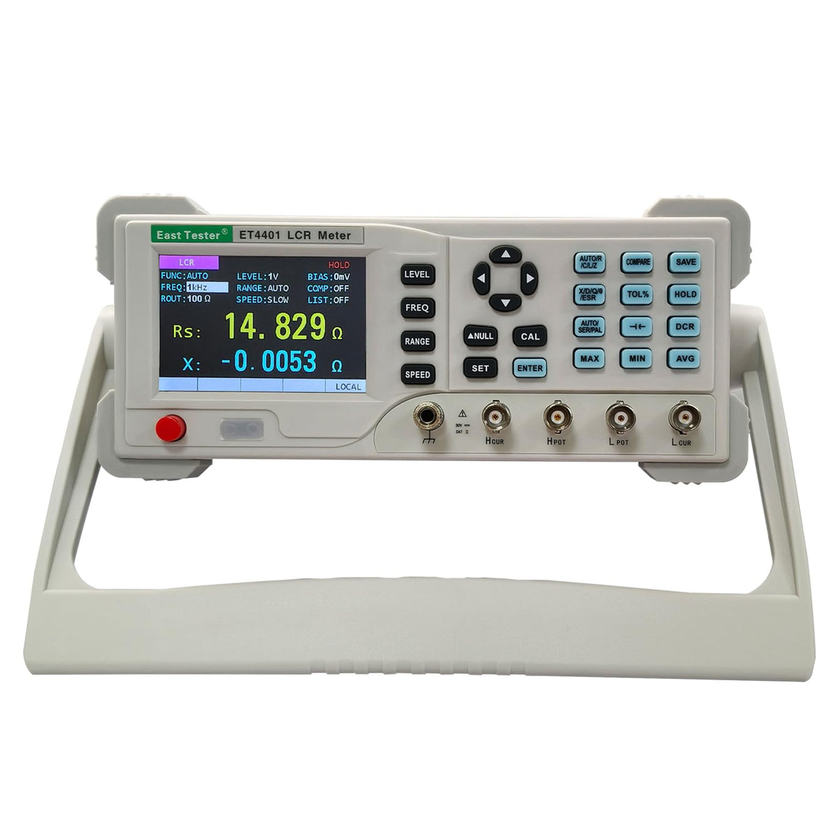 Upgraded ET4401 LCR Meter100Hz–10kHz Programmable Benchtop Analyzer 0.2% Accuracy 10 Test Frequencies 5-Digit TFT Display Inductance Capacitance Resistance Tester Sorting Function Kelvin clamp