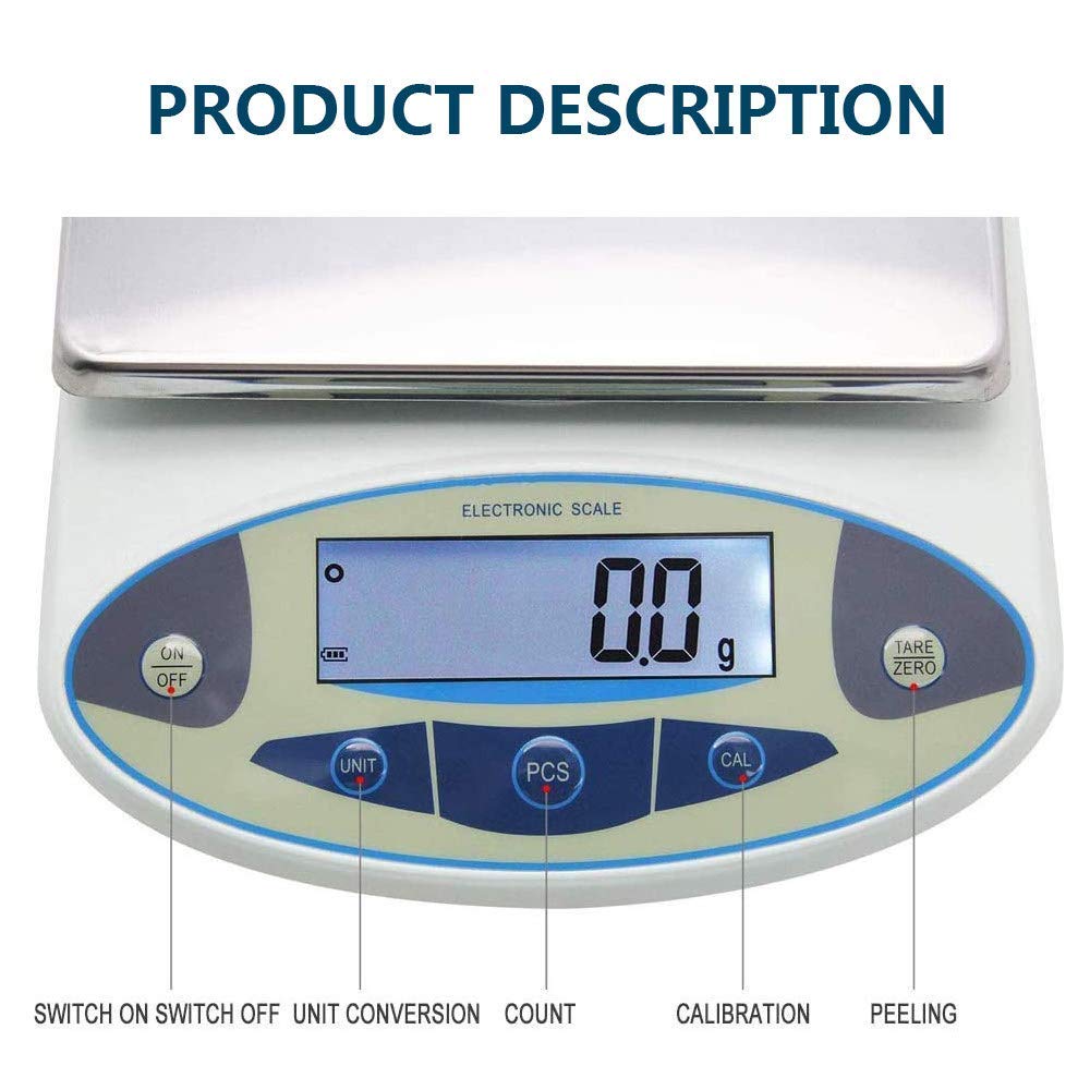 Digital Kitchen Electronic LCD Display Food Balance Scale, High Precision Lab Analytical Balance Scale 5kg/10kg/15kg/30kgx0.1g Electronic Balance Laboratory,15kg/0.1g,5kg/0.1g