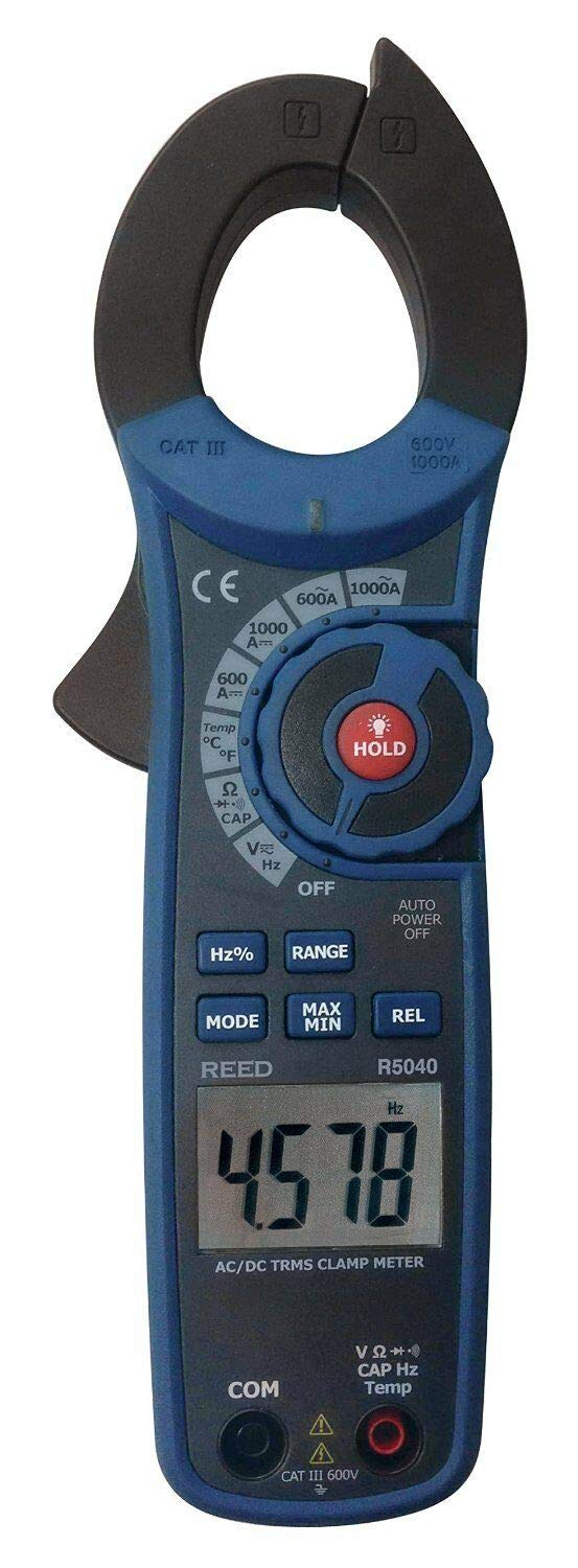 REED Instruments R5040 True RMS AC/DC Clamp Meter with Temperature and Non-Contact Voltage Detector, 1000A