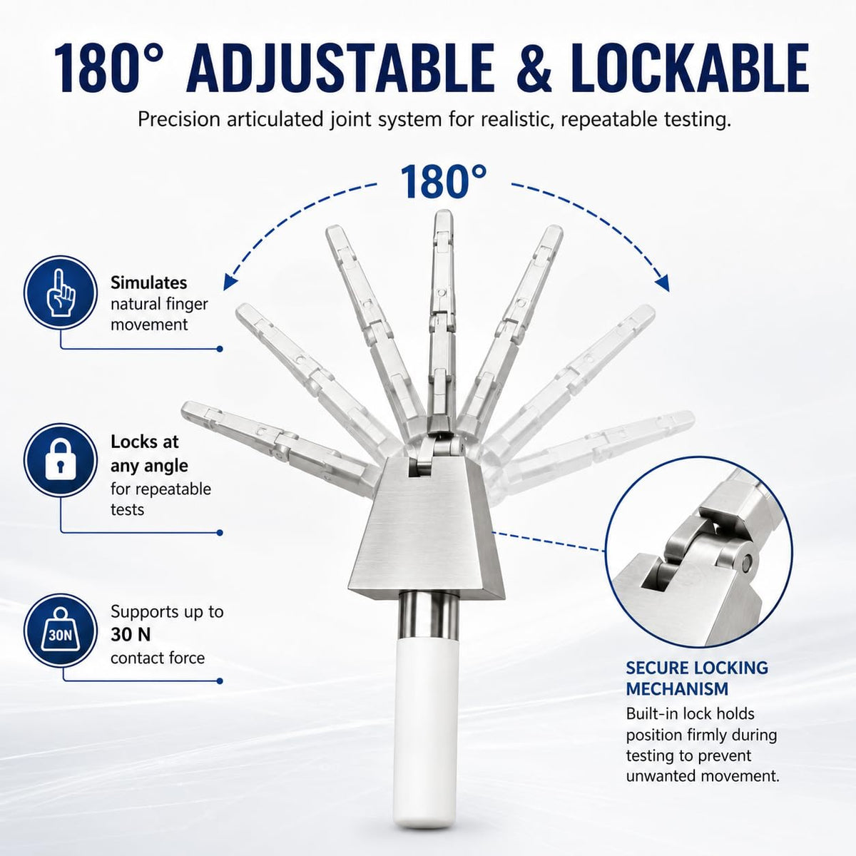 UL Articulated Test, Bend Test Finger Accessibility Probe, Electric Shock Protection, 3.5mm Hinged Test Probe, UL Test Curved Finger, for Electrical, Industrial, Scientific, Laboratory