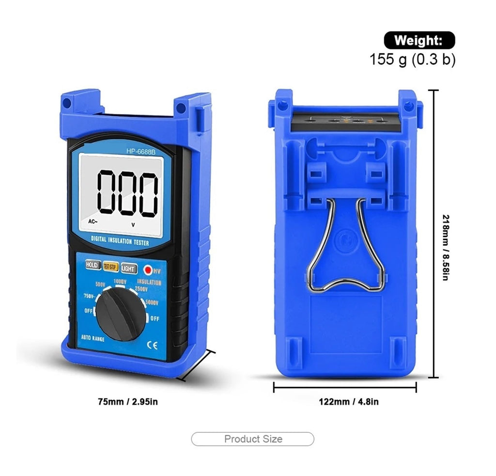 Resistance Tester, 6688B Digital Insulation Resistance Tester Professional Voltage Measure Instrument Auto Range Portable Tester