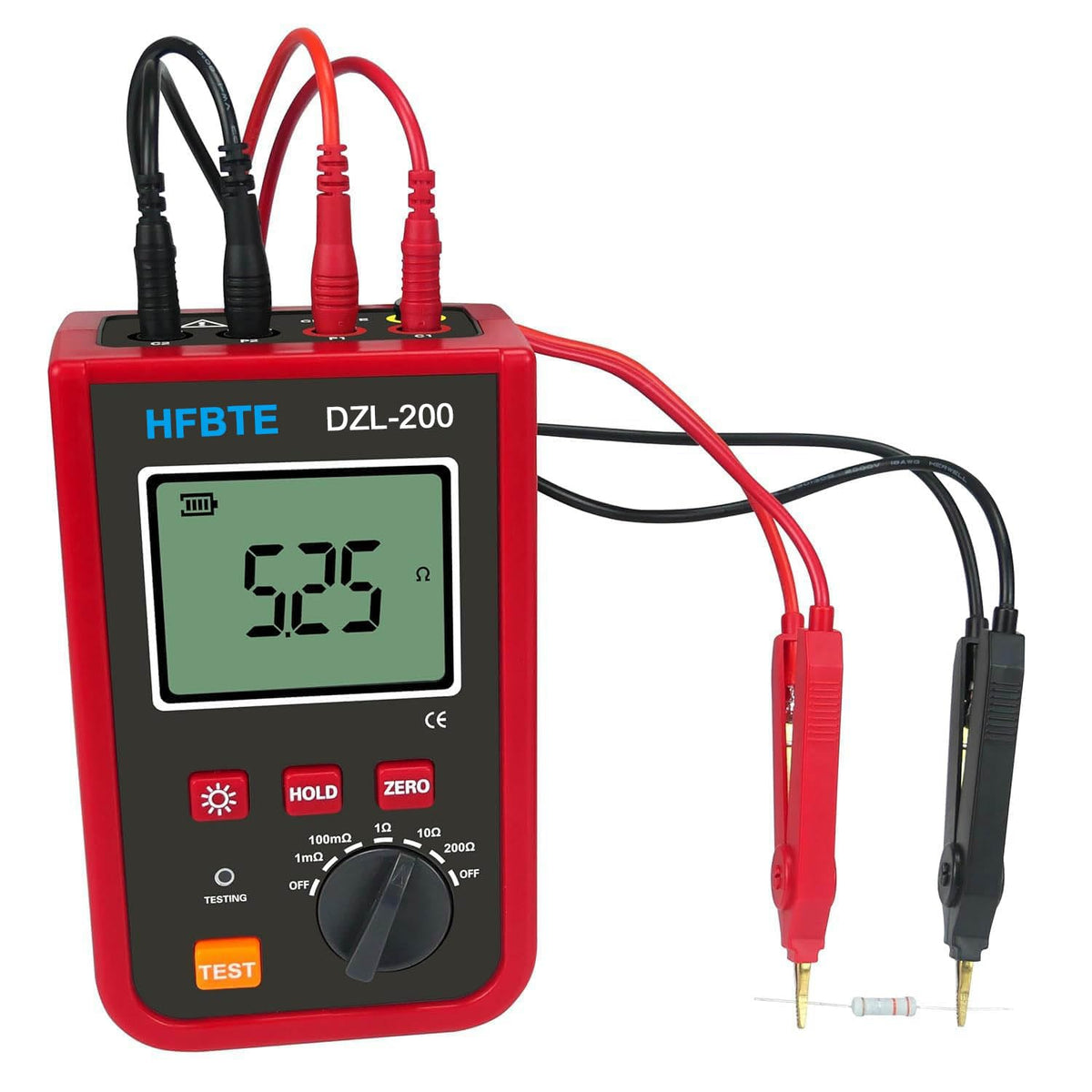 Portable Micro-Ohmmeter Micro Ohm Tester DC Low Resistance Meter 1uΩ~200Ω Test Current Max 5A Data Storage for Testing Cables' Wire Resistance Switches,Connectors and Relays' Contact Resistance