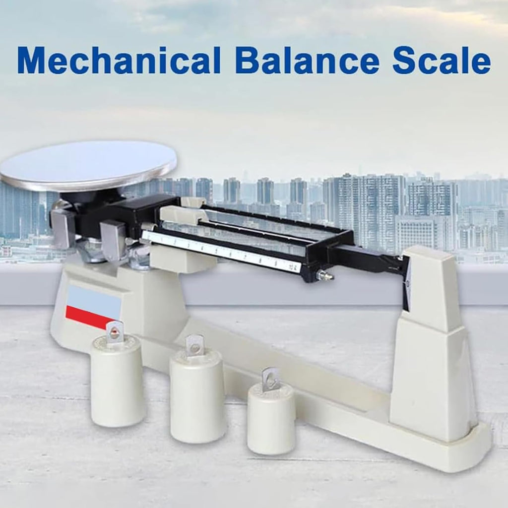 Triple Beam Mechanical Balance Scale, Precision Mechanical Balance Scale with 3 Weights, Weighing Range 0.1g-2610g and Accuracy 0.1g, Durable and Clear, for School, Factories, Laboratory