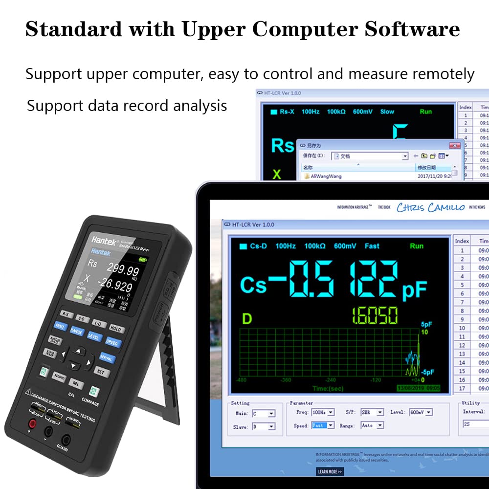 40kHz Digital Handheld LCR Meter 1832C with Carry Case, for Measuring Inductance Capacitance and Resistance Parameters 20MΩ 20mF 2000H, 0.6Vrms
