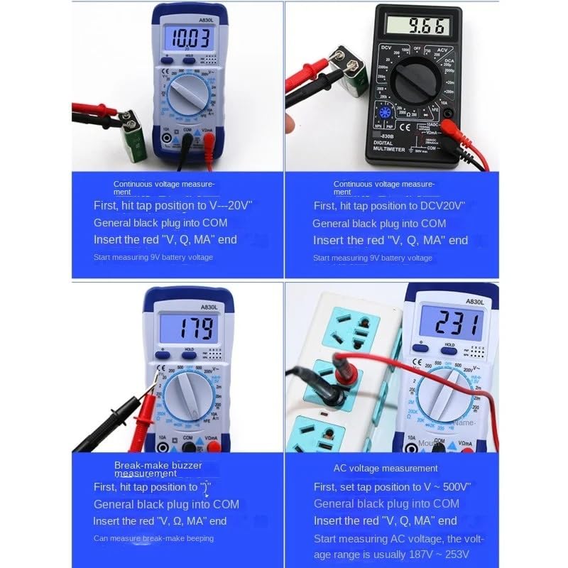 Voltmeter Ammeter Ohm Tester High Safety Handheld Meter Electrical Testing Tool LCD Digital Multimeter(E)