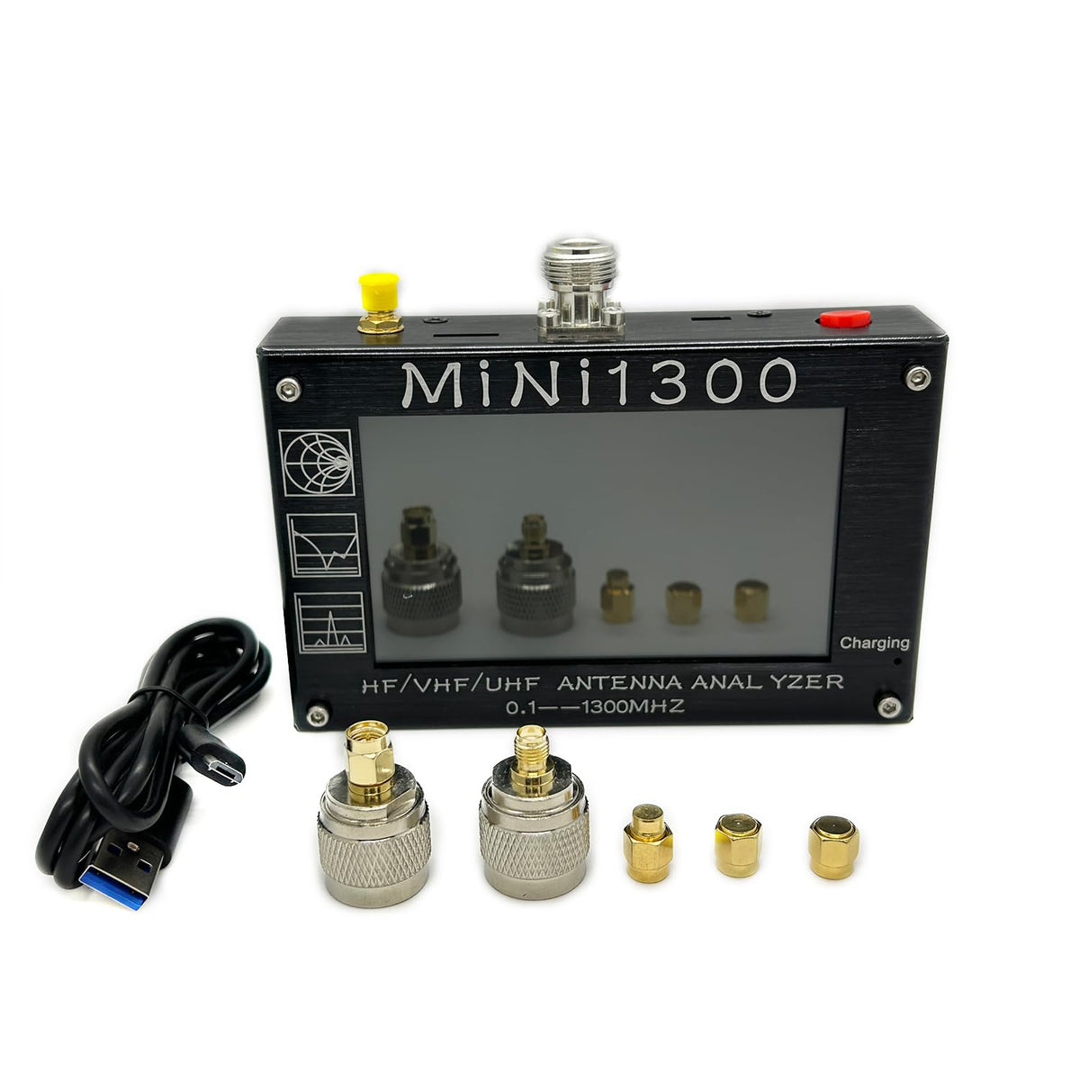 2024 Upgraded Mini1300 Antenna Analyzer 0.1-1300MHz with 4.3 Inch TFT LCD Touch Screen,Portable Vector Network Analyzer with SMA Calibration Kits,HF/VHF/UHF All Bands