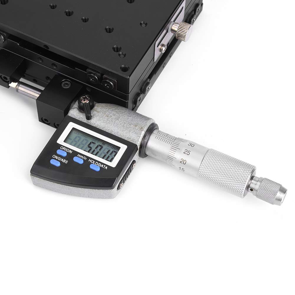 100x100mm Micrometer Stage Platform, Aluminum Alloy Black Oxide, Digital Adjustment, Strong Load Capacity, Measurement for Machinery and Optical Lab, Cross Roller Linear Stage
