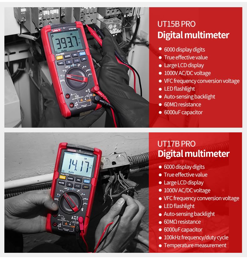 UNI-T UT15B Pro UT17B Pro UT18B PRO True RMS Auto Range Digital Multimeter Anti-Burn VFC Hz Capacitor Resistor Electrician Multi Meter(UT17B Pro)