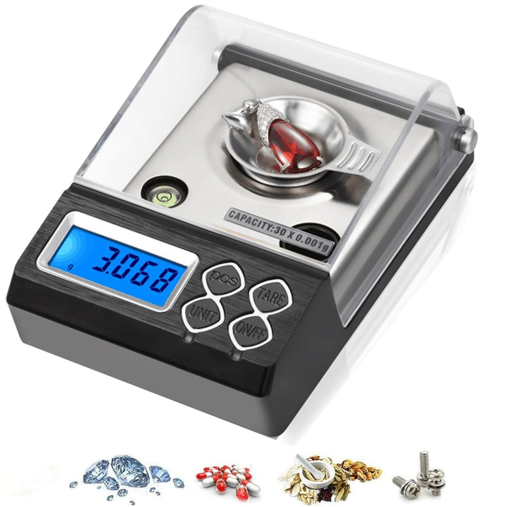 0.001G High Accuracy Digital Milligram Pocket Scales, Laboratory Analytical Balances High Sensitivity Weighing Pan,with Windshield,20g/0.001g