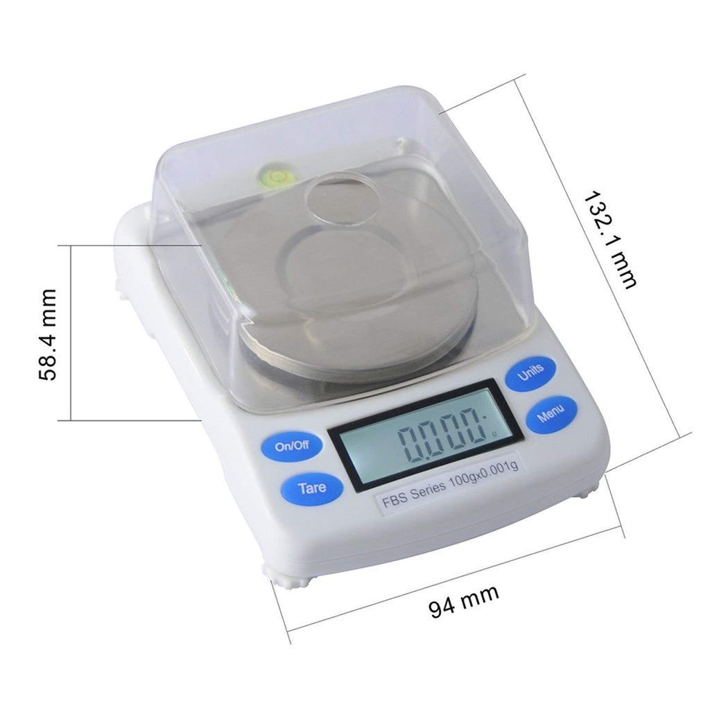 Digital Pocket Scale, Precision Mini Food Scales Potable Smart Jewelry Balance with Windshield LCD Backlit Tare Function Stainless Steel(White 100g/0.001g)