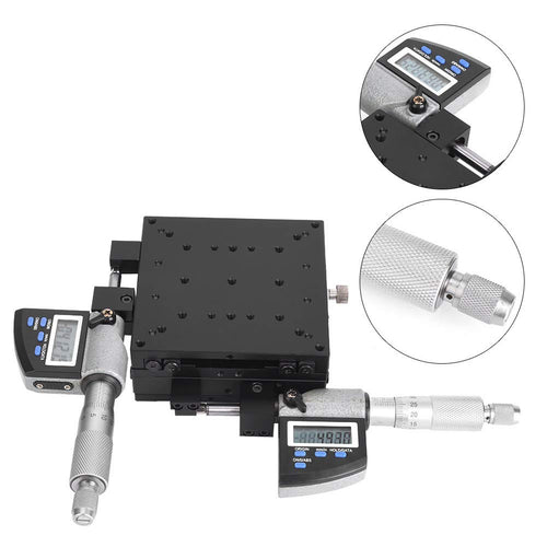 100x100mm Micrometer Stage Platform, Aluminum Alloy Black Oxide, Digital Adjustment, Strong Load Capacity, Measurement for Machinery and Optical Lab, Cross Roller Linear Stage