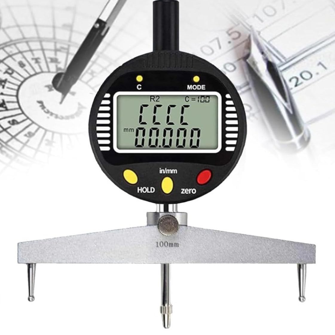 Radius Measurement Tool, Digital Radius Gauge, with 5 Measuring Jaw, Measuring Radius 0.2"-27.5" (5mm-700mm), for Mechanical Parts, Wooden Molds