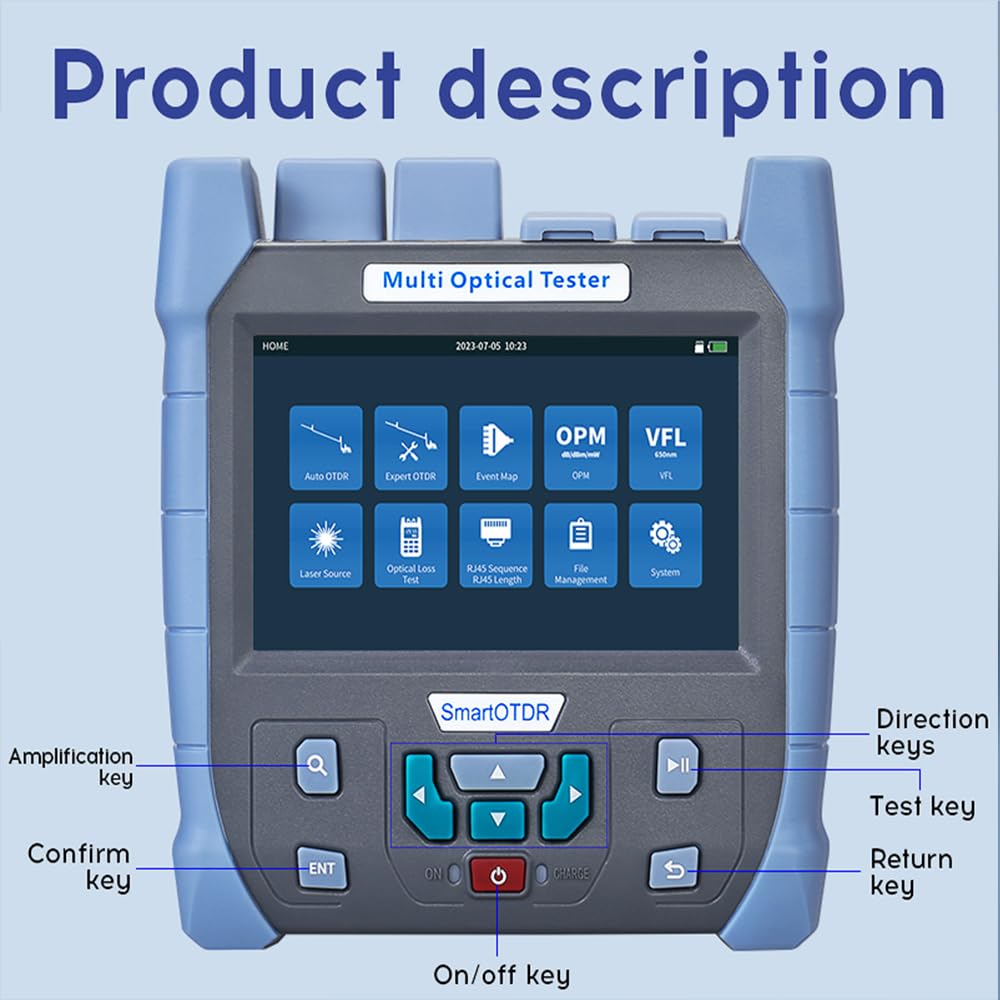 Mini-Pro 850/1300nm SM OTDR Mulit-Function Tester Built in OPM/OLS / RJ45 Test/VFL Test Rang 5m-60Km Dynamic Range 22dB/24dB Connector APC (YD-5100-MM-APC)