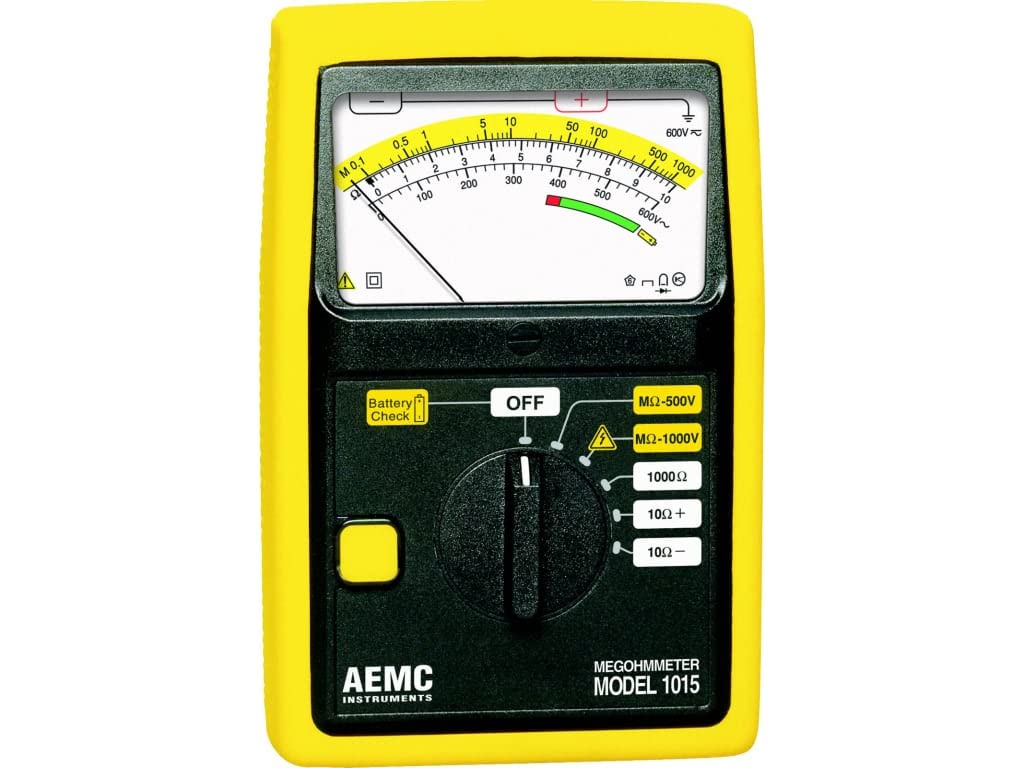 AEMC 1015 Analog Megohmmeter, 1000 Ohms Resistance, 500V, 1000V Test Voltage, 200mA Current