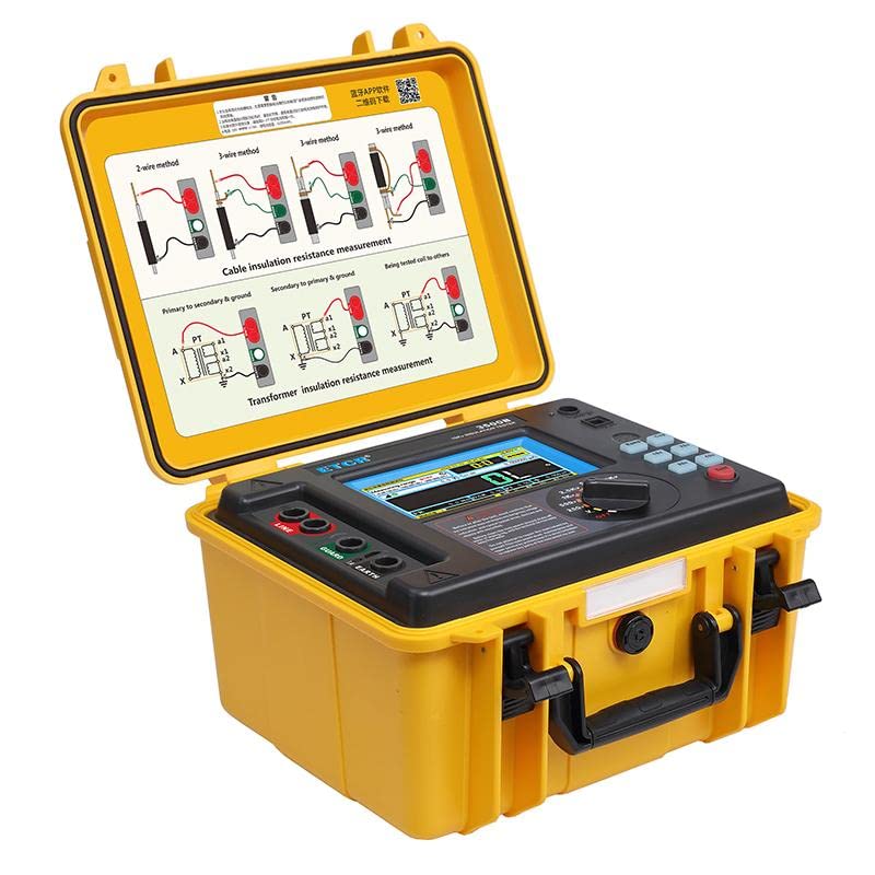 10KV High Voltage Insulation Resistance Tester Rated Voltage 250V, 500V, 1000V, 2500V, 5000V, 10KV 0.5MΩ-5TΩ Voltage Range AC/DC 0V-1000V ET3500B