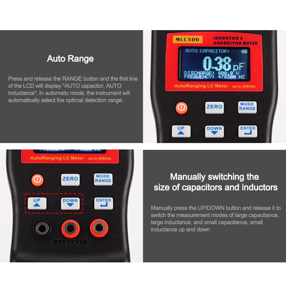 LCR Meters MLC500 Electronic Capacitance Inductance Meter Digital Bridge LC Multimeter RC Oscillation to 500 KHz 100mF 4.8