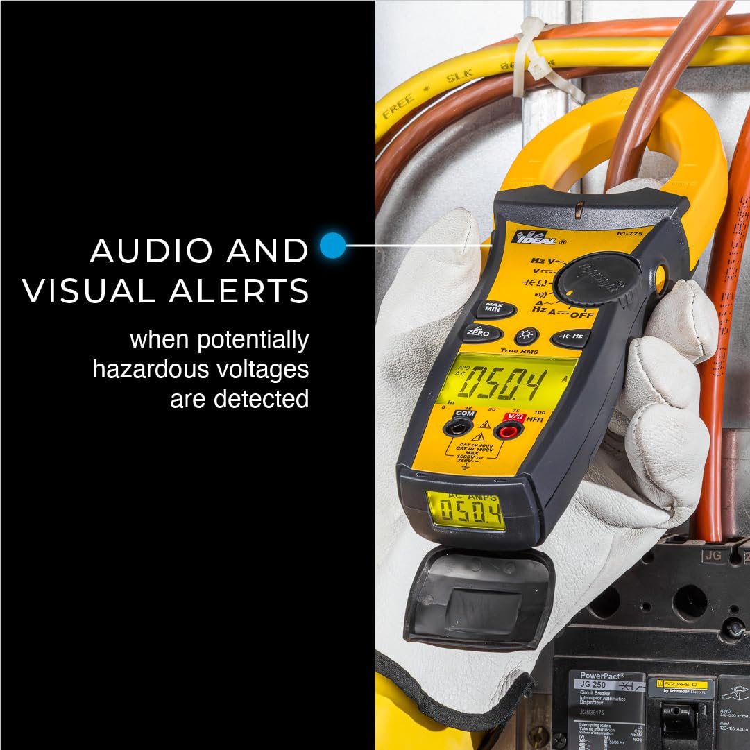 Ideal Electrical 61-775 1000 Amp TightSight Clamp Meter AC/DC with TRMS, True RMS Current and Voltage, CATIII for 1000V, CATIV for 600V Yellow