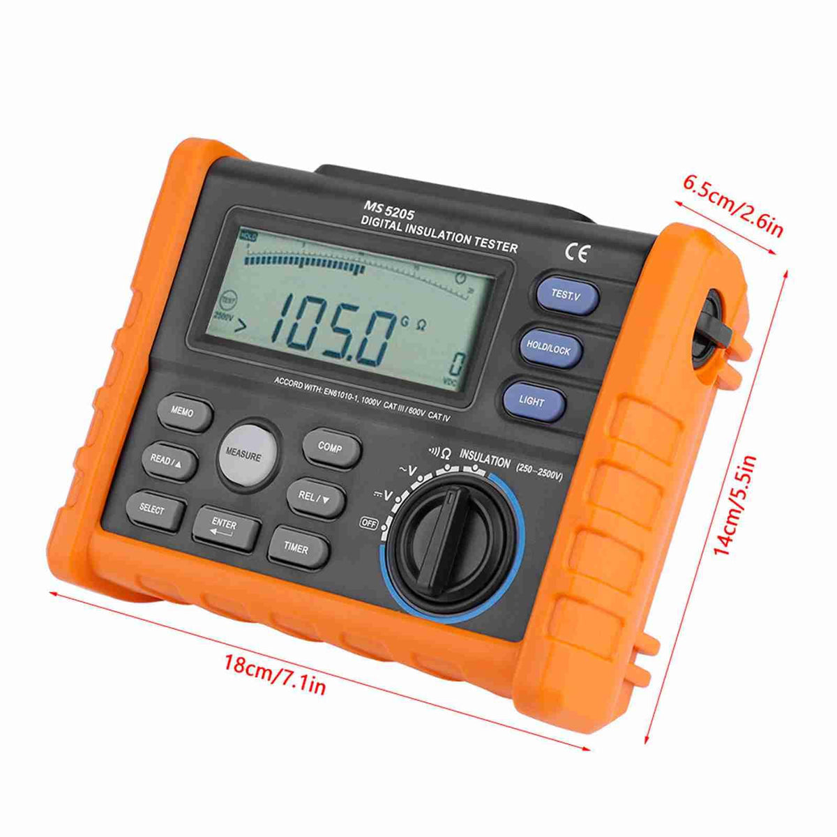 MS5205 Digital Insulation Tester, Digital Insulation Resist Multimeter Tester, Insulation Resist Meter, Megohm Testing Meter for Motor Drive