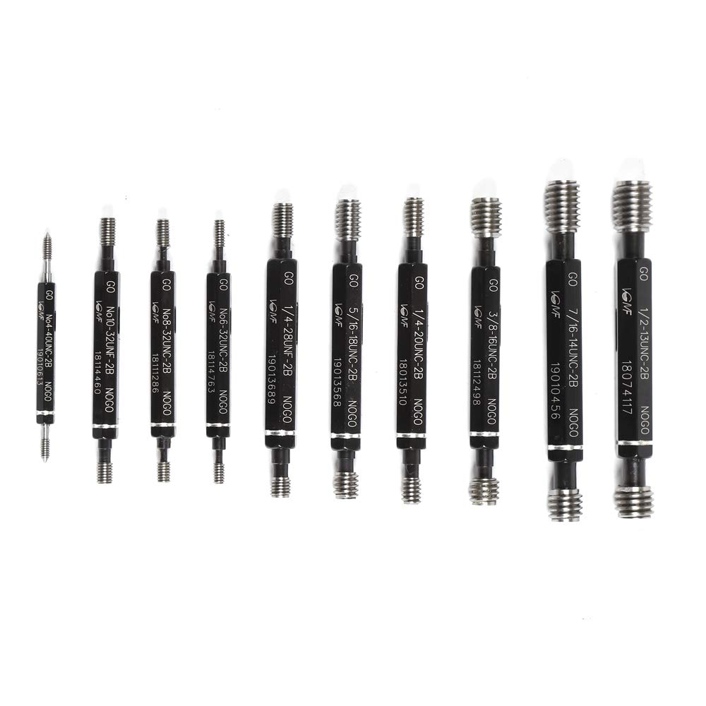 Thread Plug Gauge 10Pcs High Accuracy Double End Through Stop Measurement Hand Tool for Hardware Tool Thread Diameter Measurement Thread Detection Tool