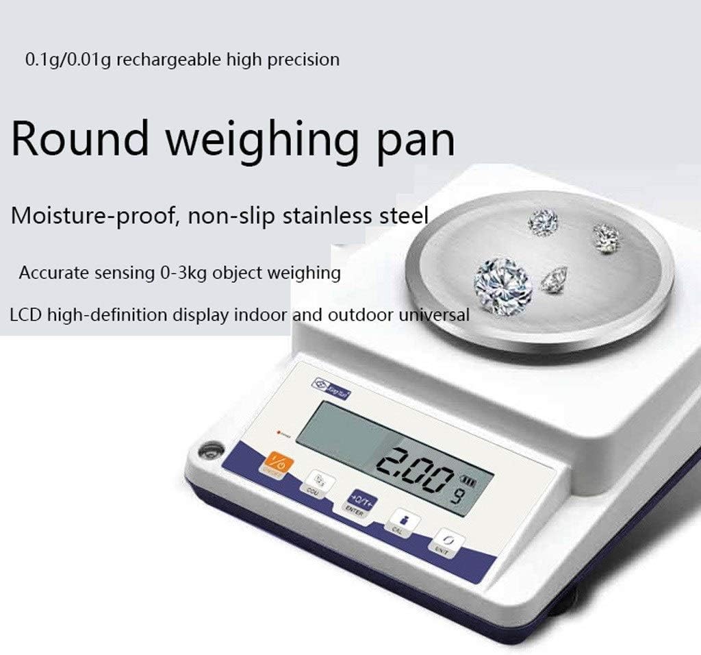 White Electronic Scales Electronic Balance Lab Scales Precision Digital Jewelry Scale Backlit Stainless Steel(610g/0.01g)