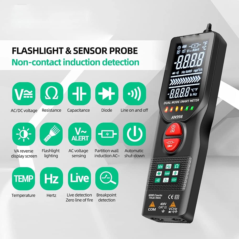 Intelligent Digital Multimeter Non-Contact NCV Tester AC/DC Capacitance Diode Continuity Resistance
