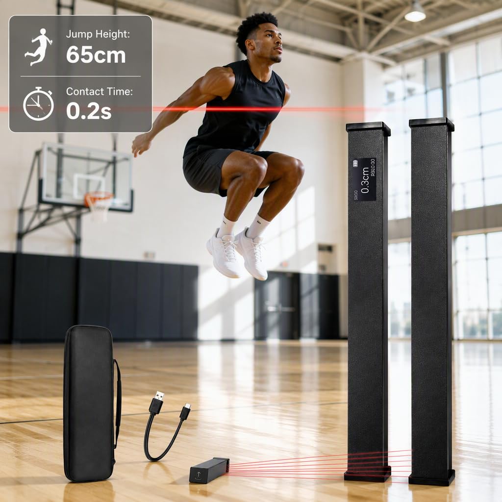 Vertical Jump Measurement Device，Ground Contact Time Height Monitoring Tester，with Smart App,Real-Time Data Sensor