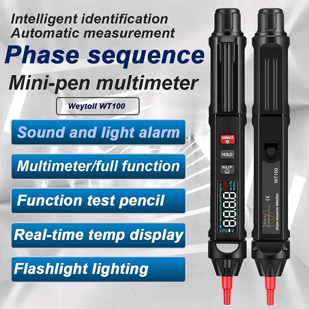 WT100 Digital Multimeter Pen Type Meter True RMS NonContact AC/DC Voltage Resistance Capacitance Hz Tester 3 in 1 Multitester