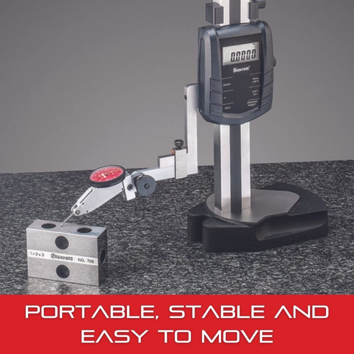 Starrett Electronic Digital Height Gage, 0-12" Range, .0005" Resolution