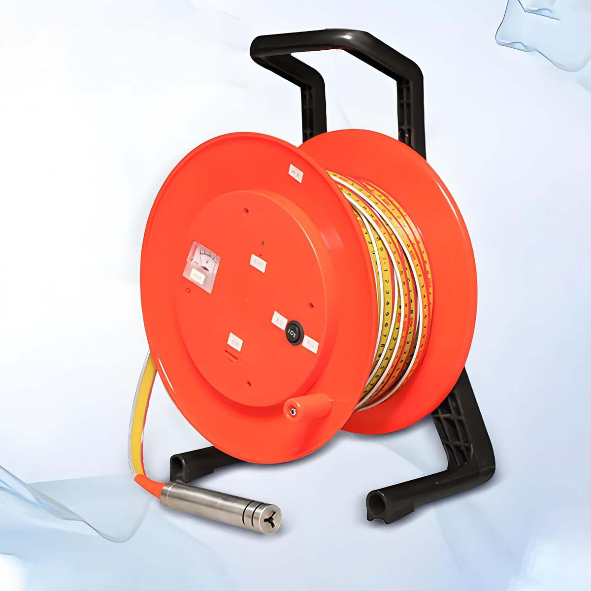 10-300m Portable Deep Well Water Level Meter - Stainless Steel Probe, Essential Tool for Water Well Technicians, Indicator Light & Peak Display for Accurate Borehole Measurement