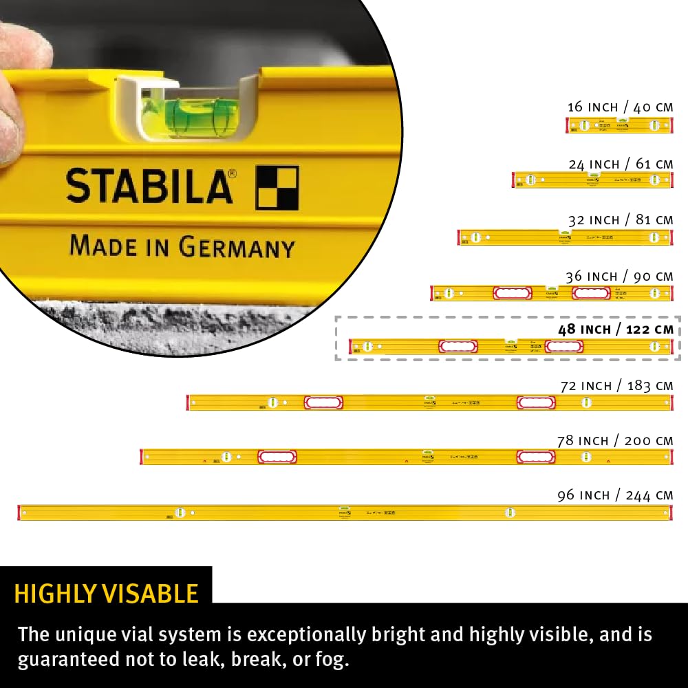 STABILA Type 96M Magnetic Level, 48 in, Cat. No. 38648