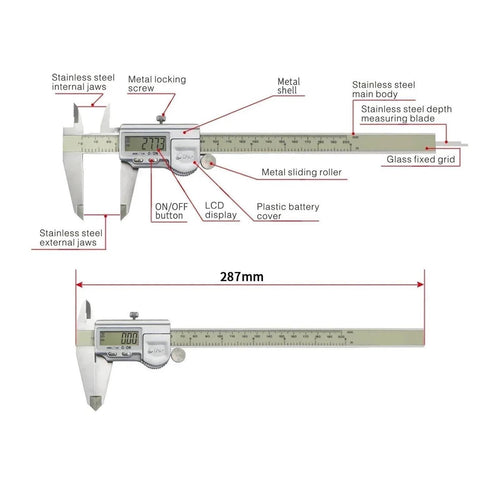 0-200mm IP67 Electronic Vernier Inside Outside Depth Caliper 200mm