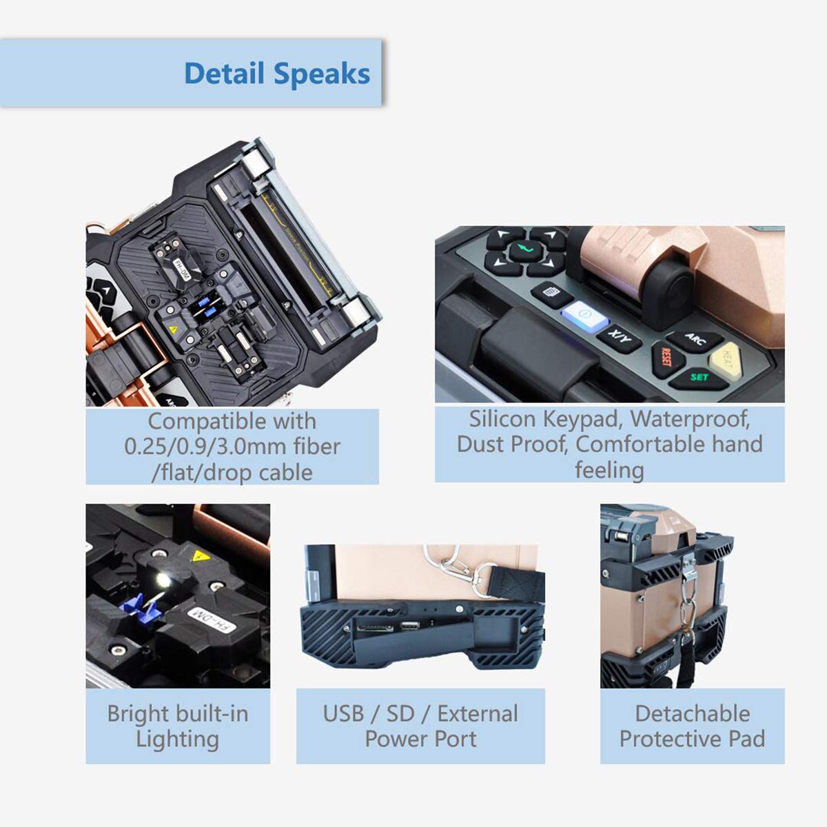 Fiber Optic Fusion Splicer 4.3" Touch Screen, 6800mAh All-Day Battery 220 Cycles, Dual-Direction 7s Splice, SM/MM/DS Fiber Splicing Machine Kit for FTTH Field Engineers