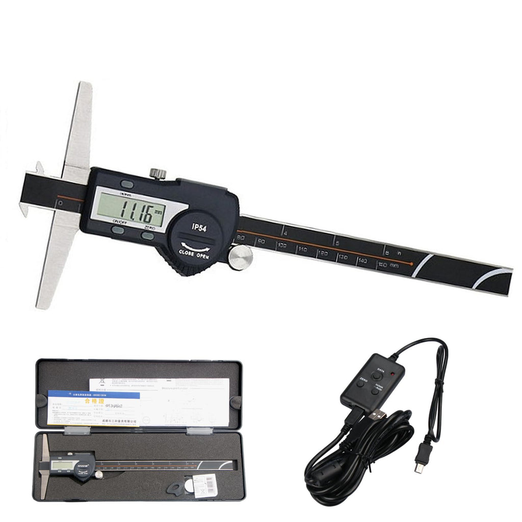 Stainless Steel 0-300mm Range Digital Depth Caliper, for Woodworking, Metalworking, Machining