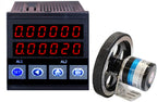 Digital Length Meter Counter Length Counter with line Speed Display for Feet Meter Yard 110V (Double wheel, Black)