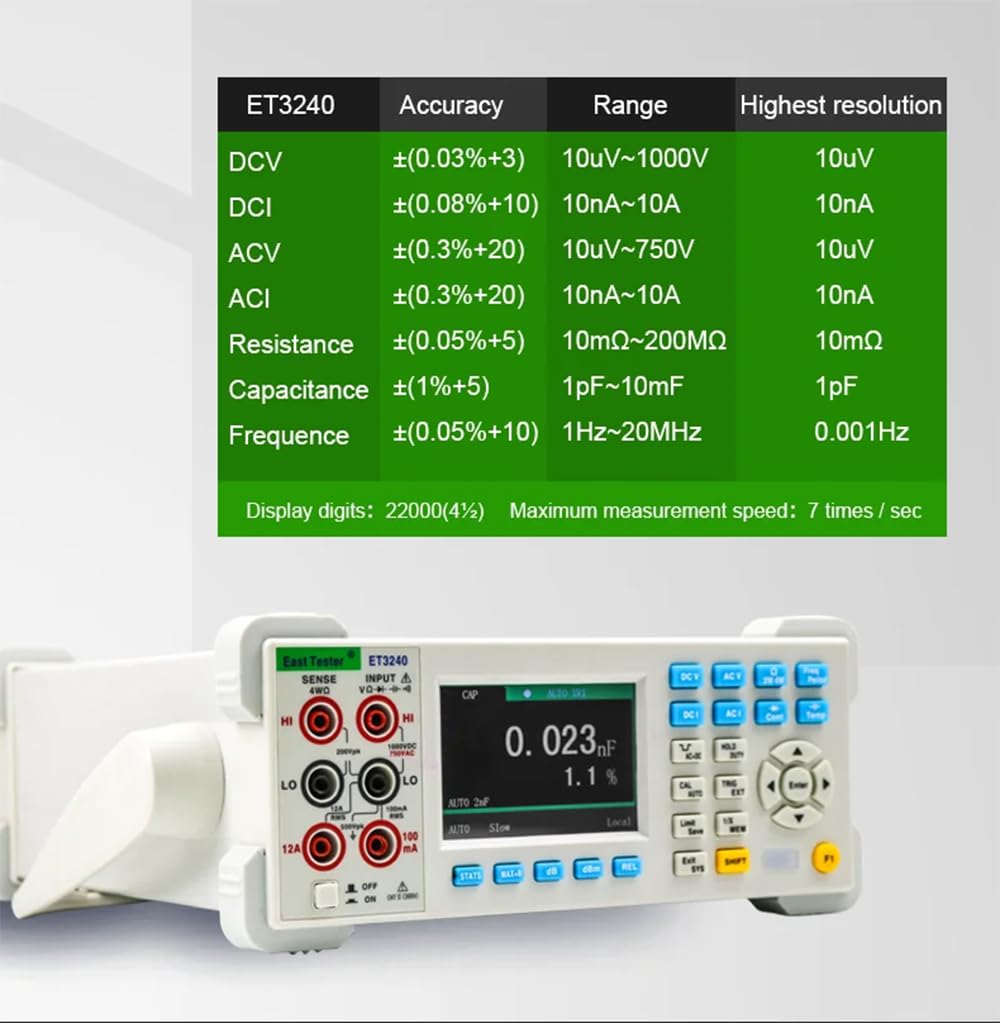 Digital Multimeter Portable Bench Tester 4-1/2 Digit Digital Multimeter ET3240 Precision Automatic Range Capacitance Tester Digital Desktop Multimeter