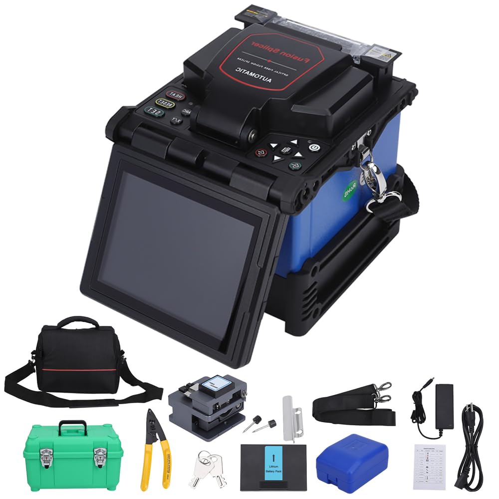 Fiber Fusion Splicer FL-118, Automatic FTTH Fiber Splicer Machine with 6 Motors Core Alignment, 7s Splicing & 12s Heating, Average Loss 0.01db, 5" LCD Screen