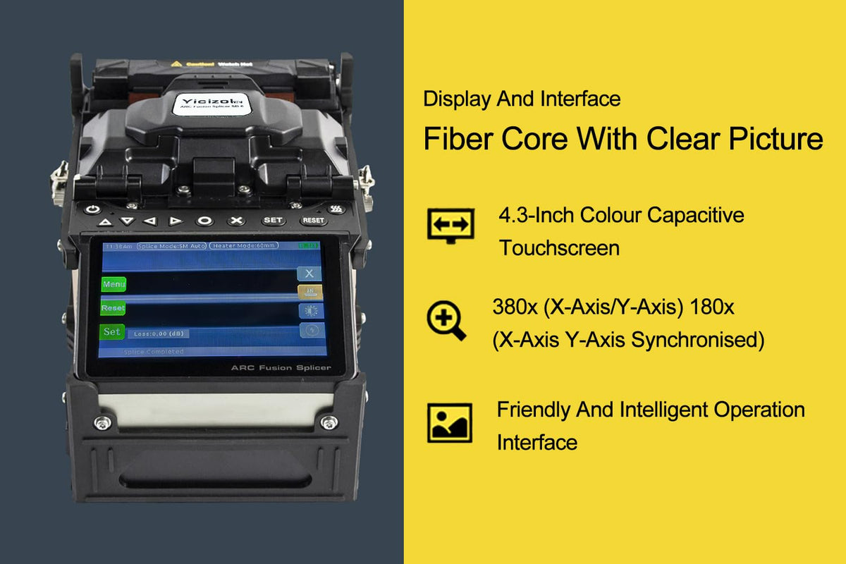 New Mode SD-6 Optical Fiber ARC Fusion Splicer with 4.3 inches Touch & Button LCD Screen 5 Seconds Splicing 13Seconds Heating Fusion Splicer Machine FTTH Kits (YC-DS-6-Blue)
