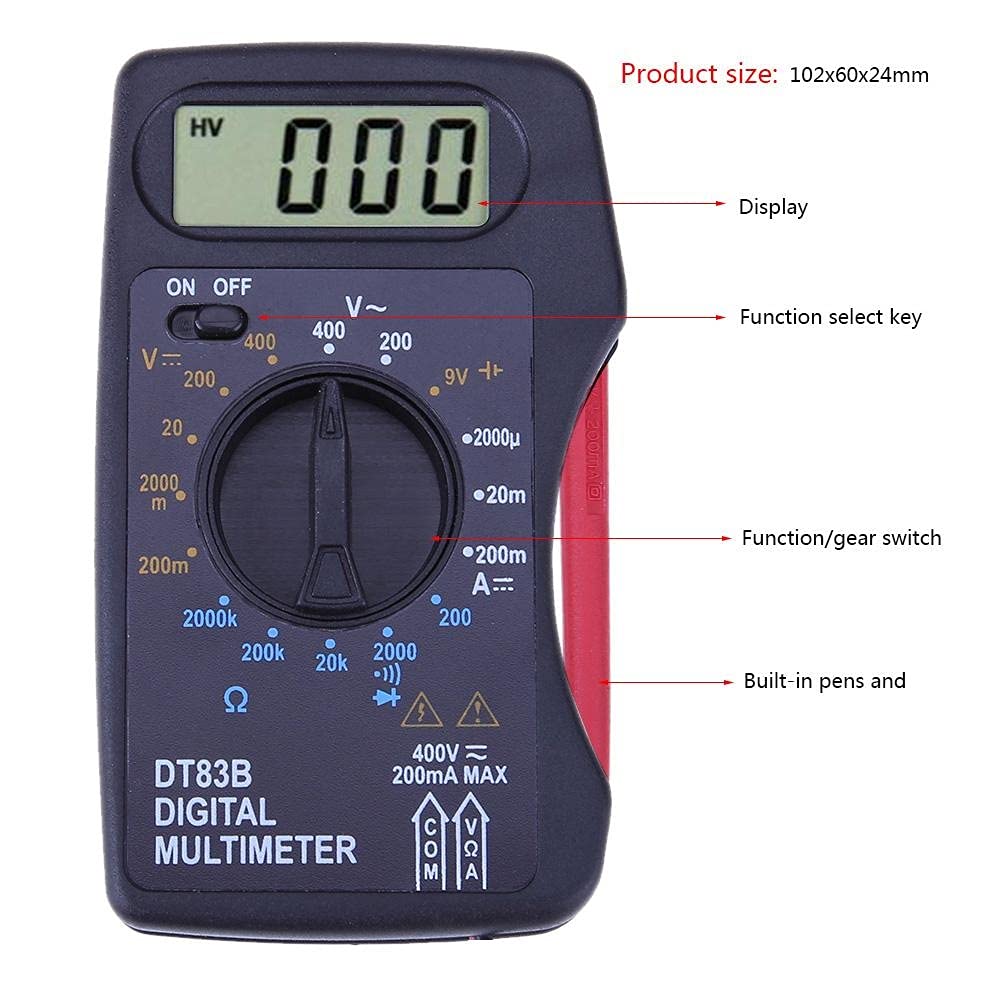 Multimeter DT83B Pocket Digital Ammeter Voltmete DC/AC Ohm Meter Tester Electrical Instruments Mini Thin