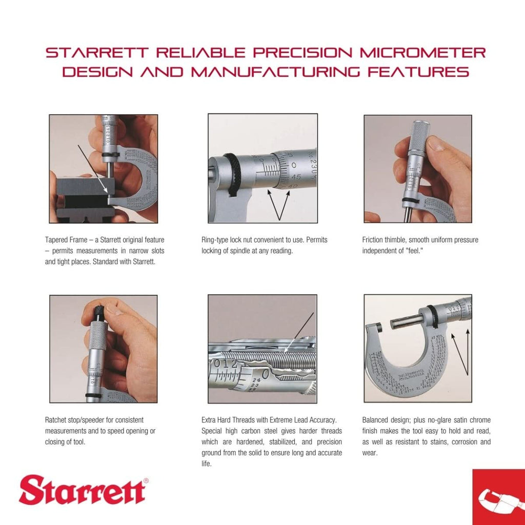 Starrett Digital Micrometer, 2-3" Range, .0001" Graduation