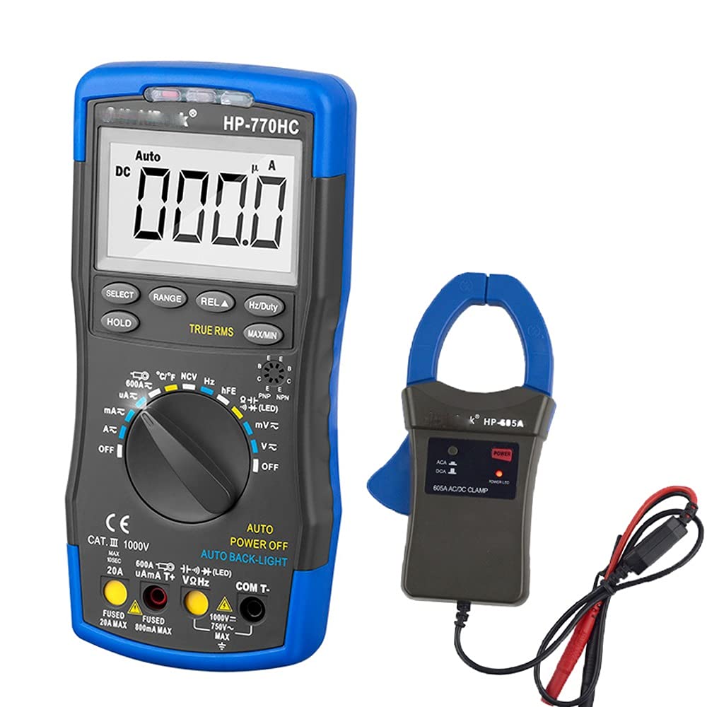 True RMS Autoranging Probe Digital Multimeter with NCV-605A Clamp Adapter 600A AC/DC Current Power LED 45mm