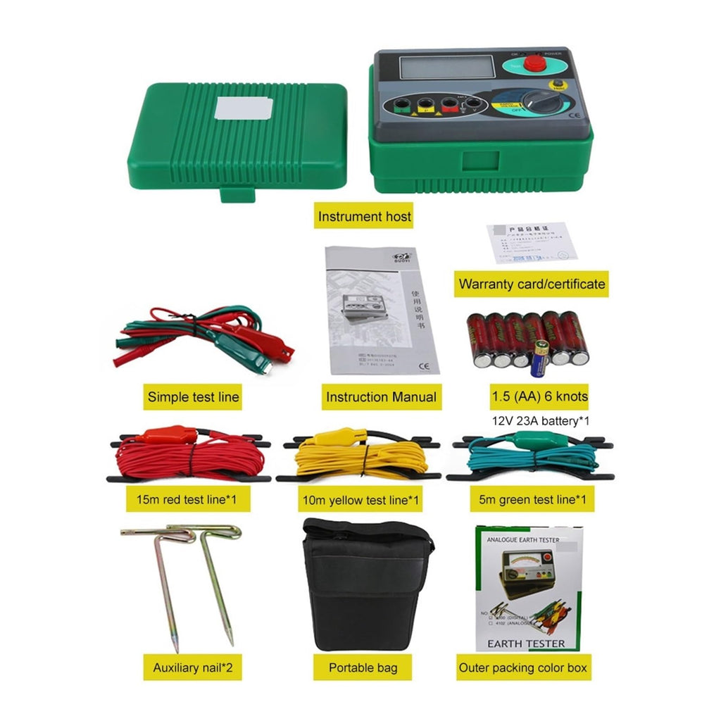 Resistance Tester Insulation Meter Earth Voltage Ground 0-2000 Ohm Digital Megohmmeter