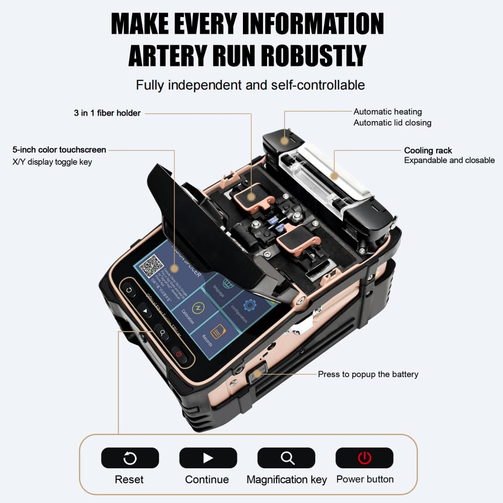 SM&MM Automatic Intelligent Optical Fiber Fusion Splicer Welding Splicing Machine & Fiber Cleaver Kit (Ai-12)