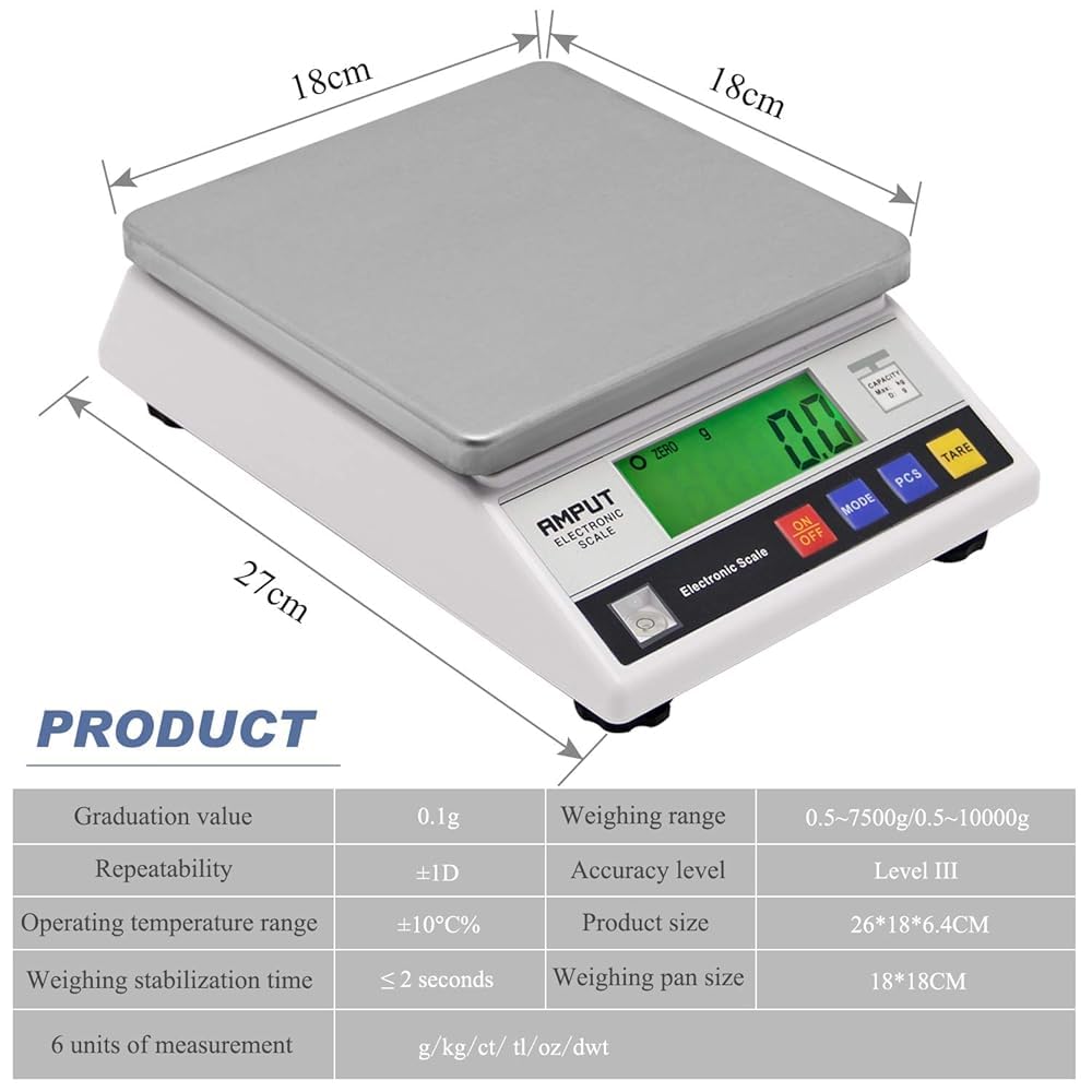 Scientific Scale High Precision Scale 10kg 0.1g Digital Accurate Electronic Balance Lab Scale Laboratory Industrial Scale Weighing and Counting Scale(Size:5kg)