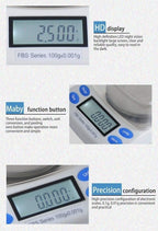 0.001G Precise Jewelry Diamond Scale Digital Electronic Lab Analysis Balance 6 Units with LCD Weight Carat Tare Funtion,100G/0.002G (50g/0.001g)