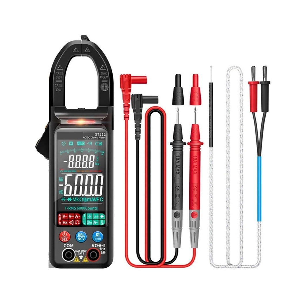ST211 Clamp Meter 6000 Counts AC/DC Voltage Current Ammeter NCV Ohm Multimeter(ST211 Black (Box))