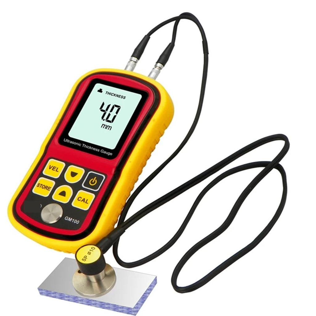 Thickness Gauge, Digital LCD Ultrasonic Thickness Gauge Meter Metal Width Measuring Instrument 1.2~220mm (Steel) Sound Velocity Measurement