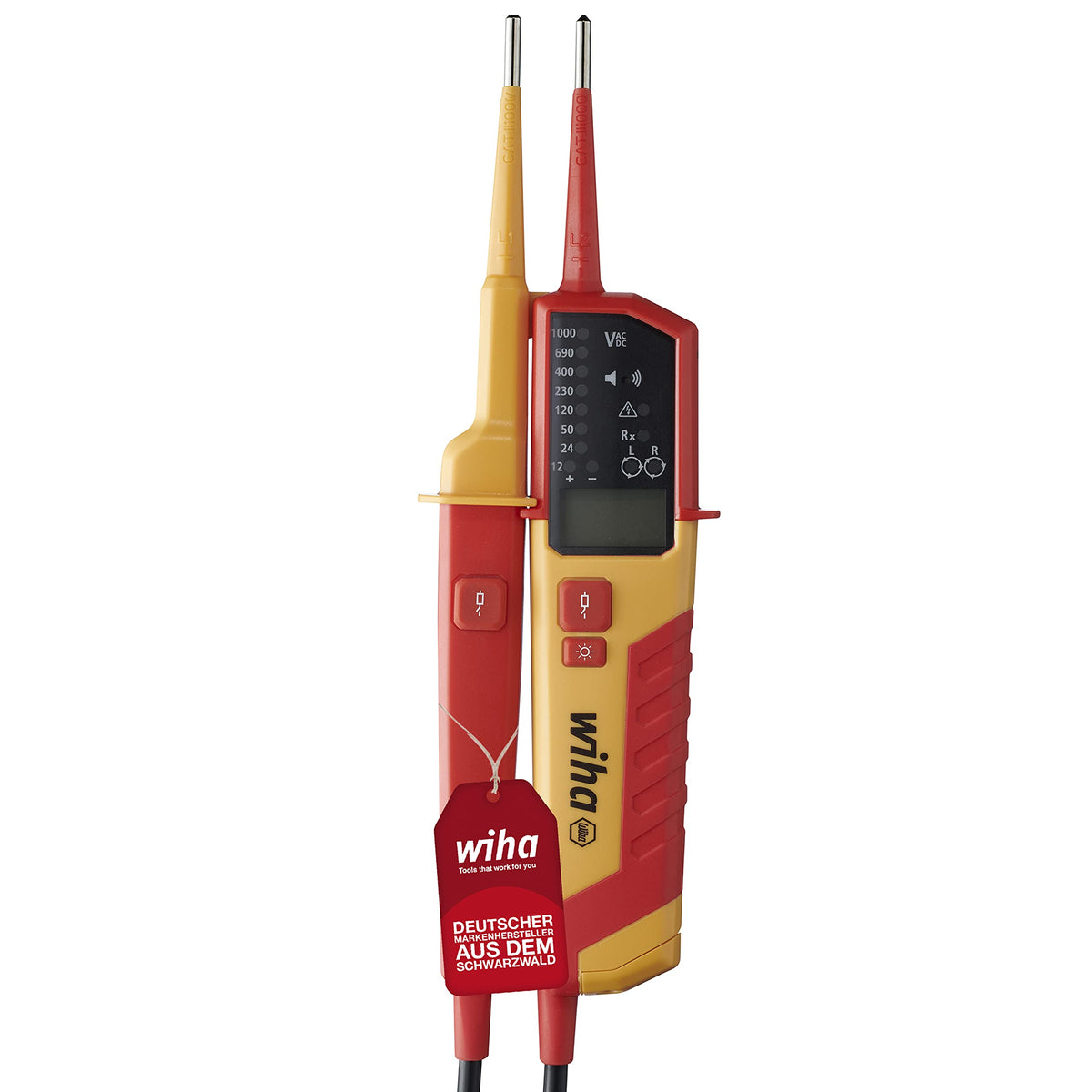 Wiha Wiha Voltage and Continuity Tester 0.5-1.000 V AC VAT CAT IV with 2 AAA I Batteries Compatible for Photovoltaics (45217)