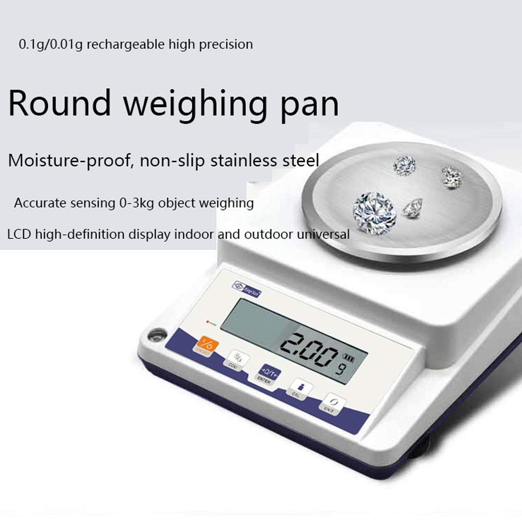 Electronic Scales 3100g X 0.1g Digital Precision Laboratory Analytical Balance Stainless Steel Weighing Pan Backlit LCD AC and DC, 310g*0.1g